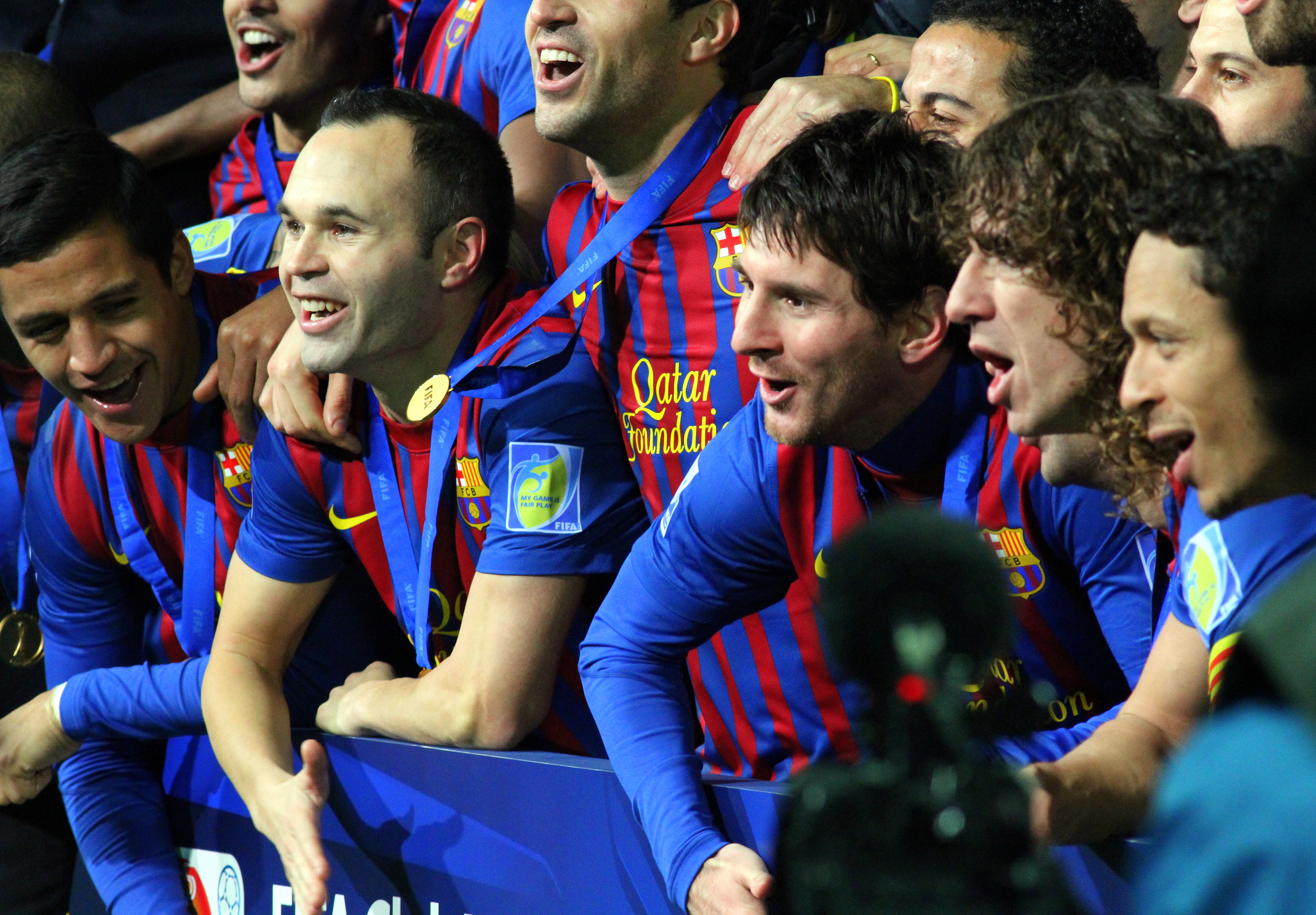 FC Barcelona players celebrating